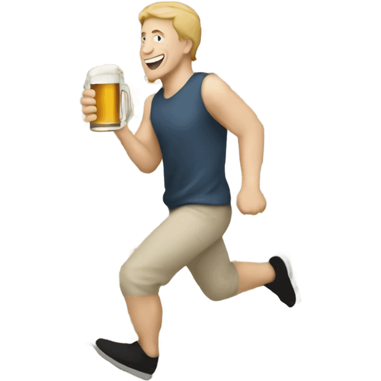 White person running with a beer  emoji