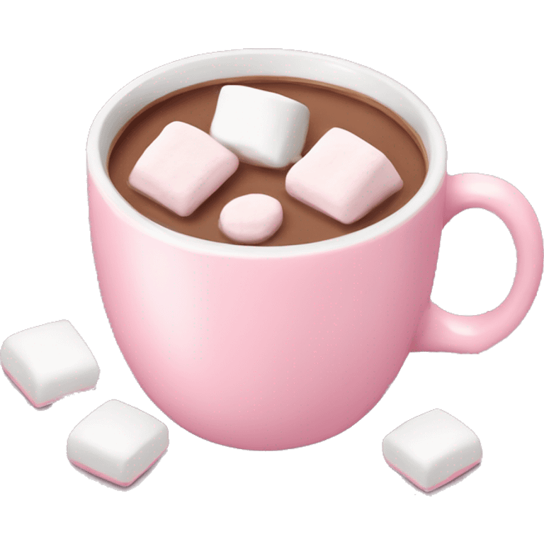 Light Pink mug of hot chocolate with marshmallows  emoji