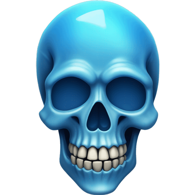 Blue transparent skull with blue flames emoji