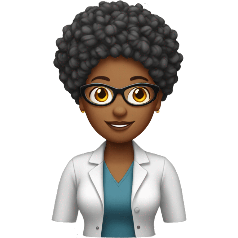 black woman, teacher with orange curly hair with crochet in her hand emoji