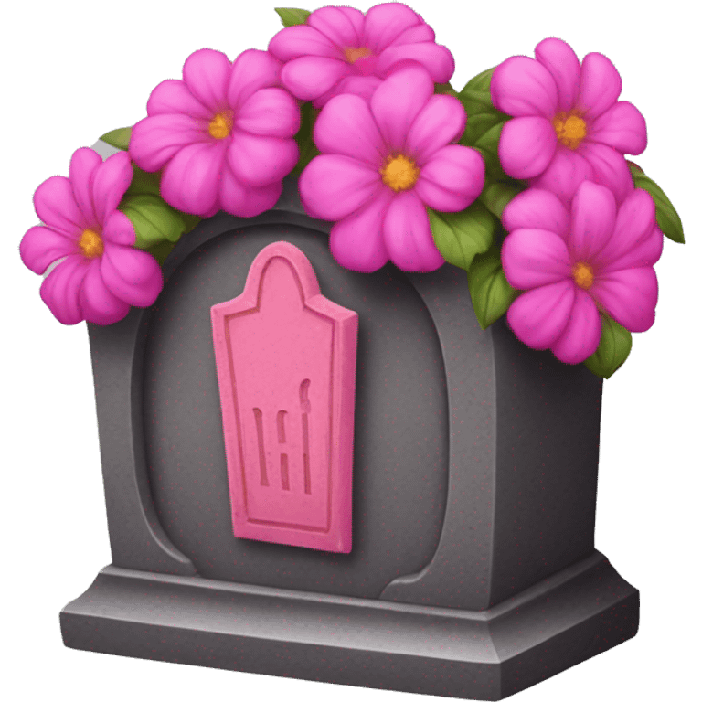 Hot-pink tombstone with flowers emoji