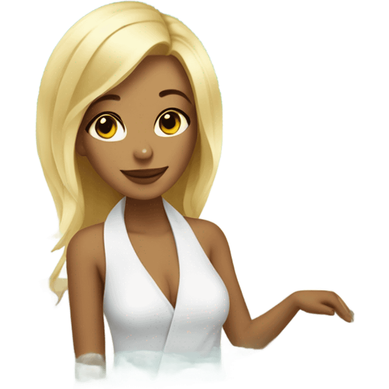 Girl blondes relaxing in spa salon  emoji