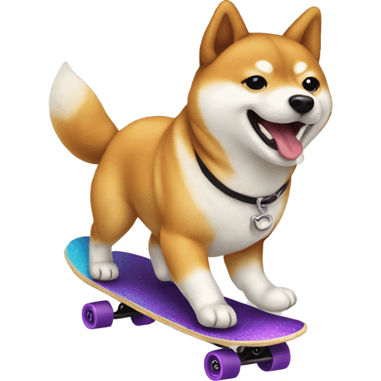 Shiba dog skateboarding  emoji