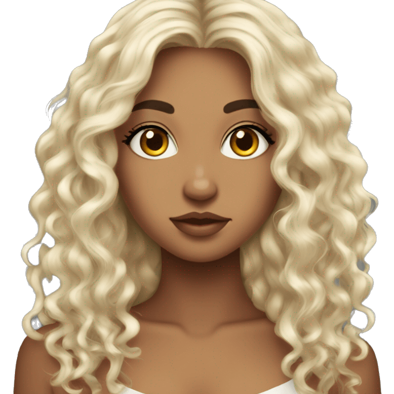 pretty girl, olive skin, dark hair, dark eyes, seductive eyes, hair down curly emoji