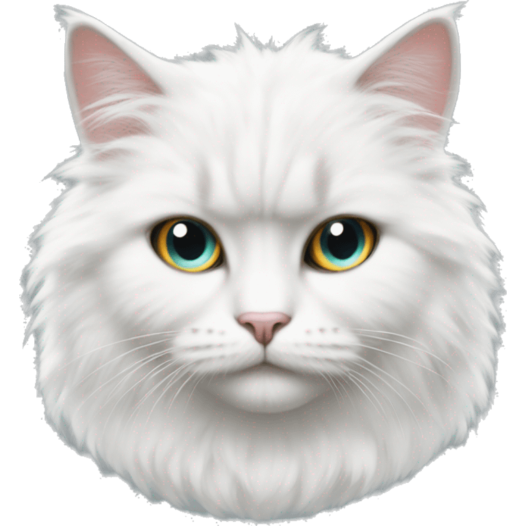 White fluffy cat in hunger games outfit emoji