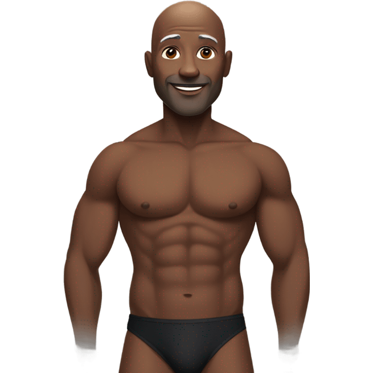 handsome older shirtless bald black man gay speedo emoji