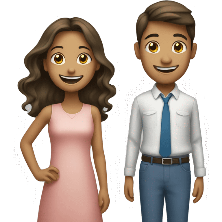 smiling girl with boy emoji