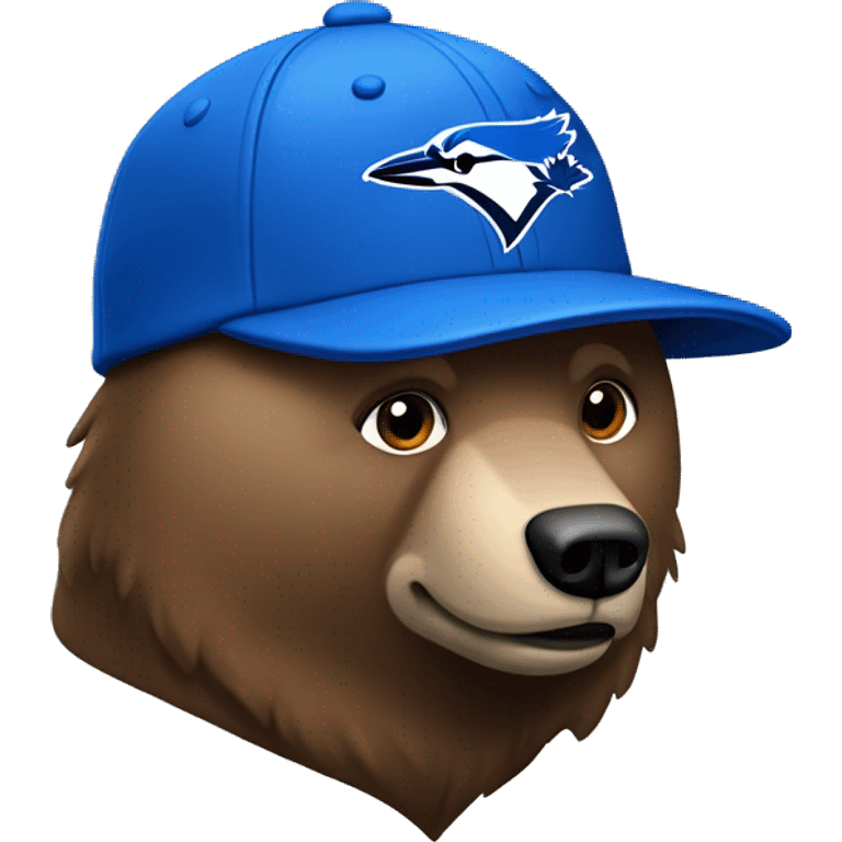 Brown bear wearing a hoodie and a Blue Jays cap emoji