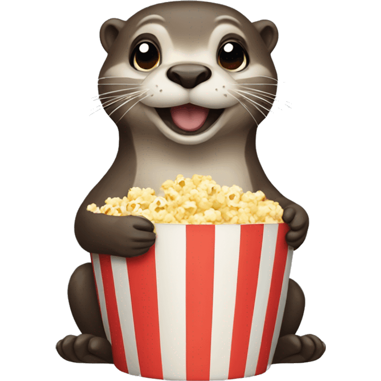 An otter holding popcorn emoji