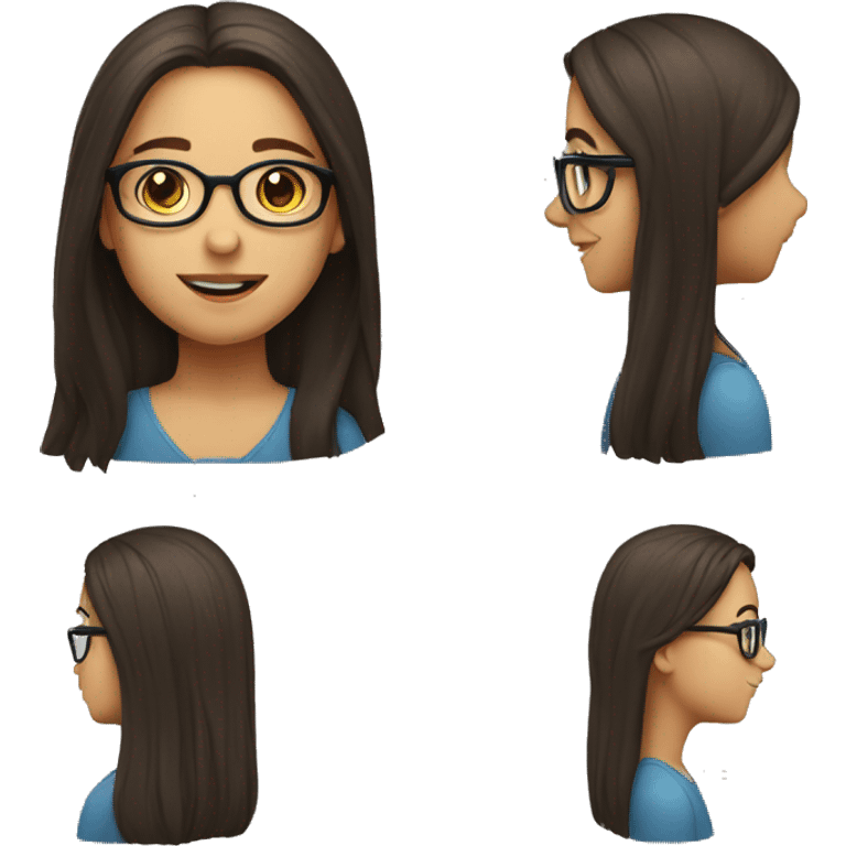 A girl with brunet long hair and glasses  emoji