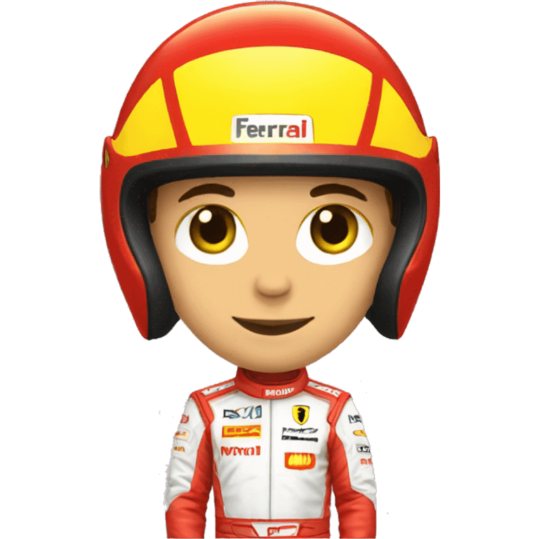  f1 driver in ferrari suit wearing yellow helmet emoji