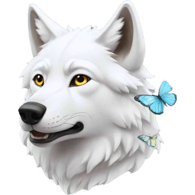 White wolf with butterflies emoji