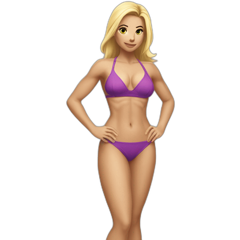 Slim-fit Caucasian woman bikini superhero pose (beach body) emoji