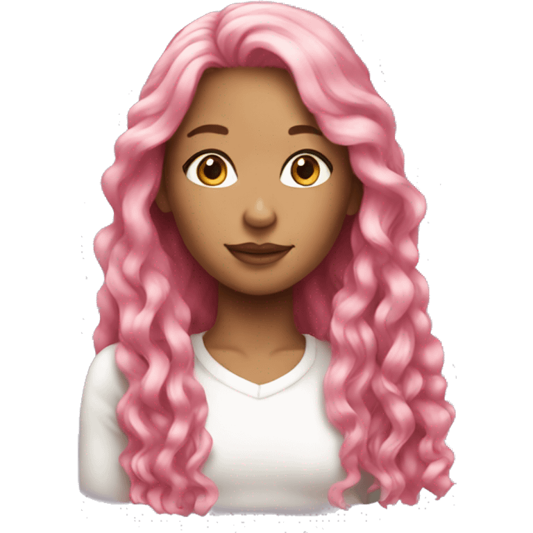 beautiful girl with long pink hair emoji