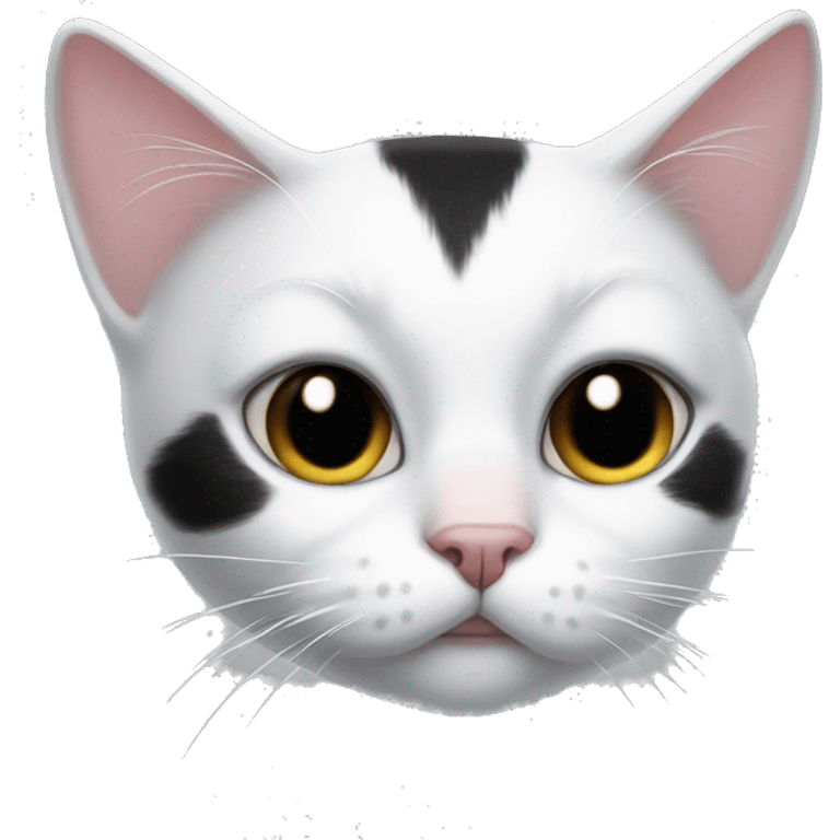 White-Black cat with a white spot in the form of a bow on the nose emoji