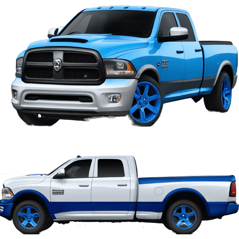 White truck faded to blue dually dodge ram emoji