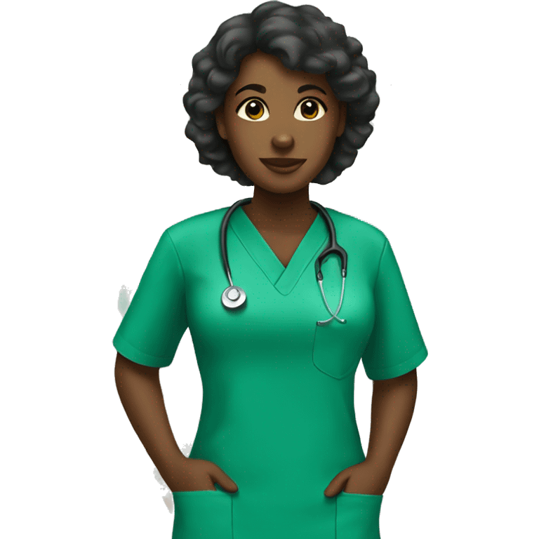 Black girl wearing green scrubs  emoji