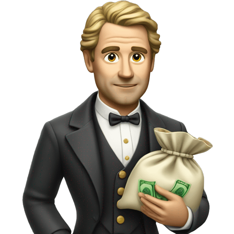 photorealistic aristocrat with money bag in his hands emoji