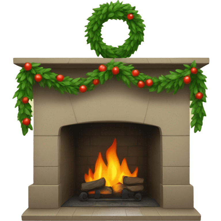 fireplace with green garland  emoji