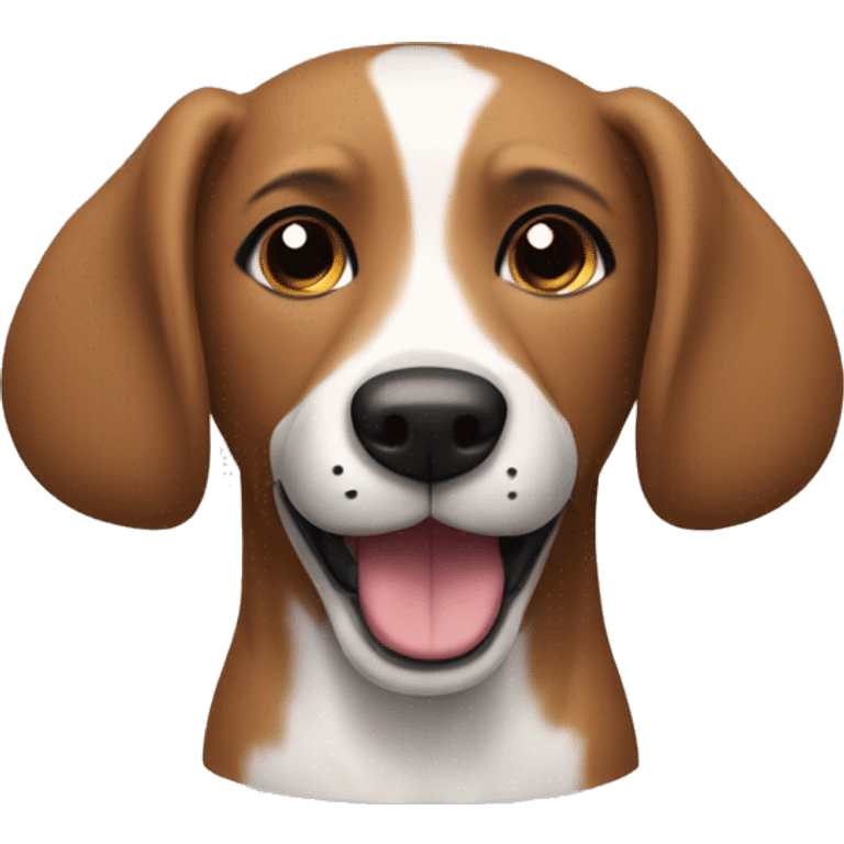 smiling brown dog with black upright ears and black muzzle emoji