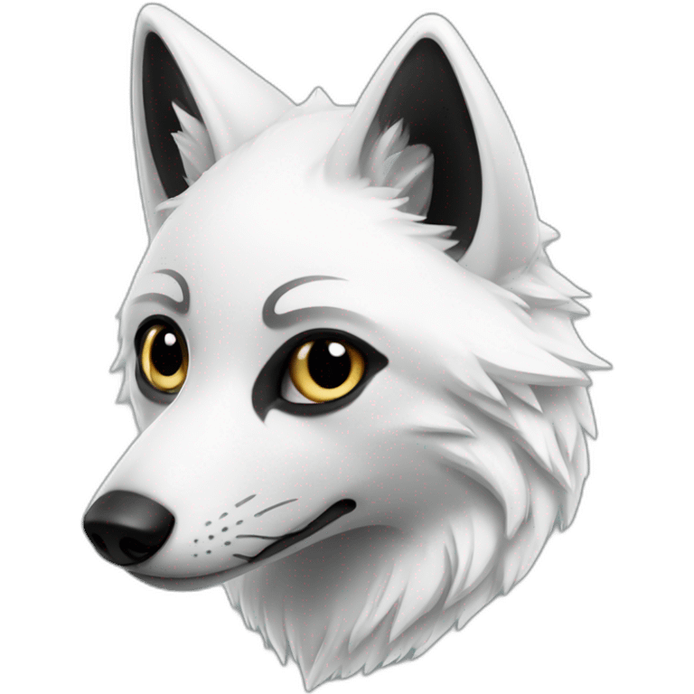 white fox with black markings sweating emoji