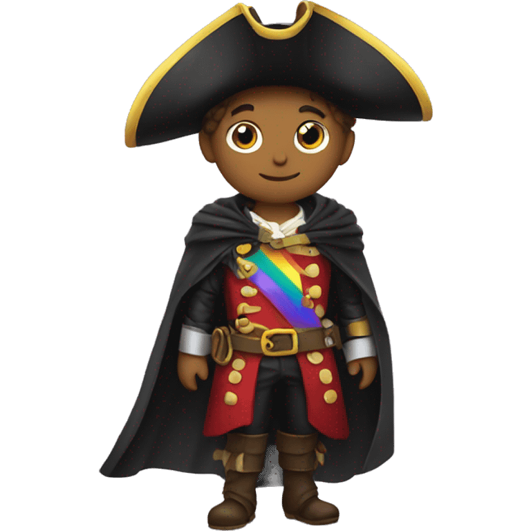 a pirate wearing a gay pride flag as a cape emoji