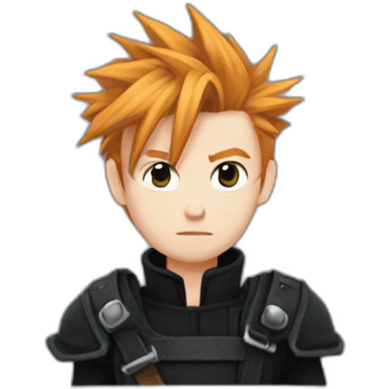 Cloud strife ginger hair. Black clothes  emoji