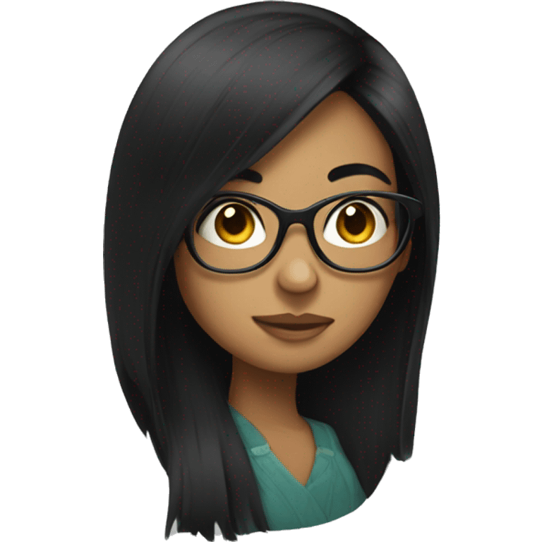 long black hair girl with glasses emoji