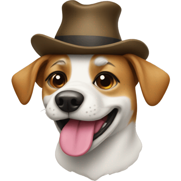 Dog with tongue out and hat emoji