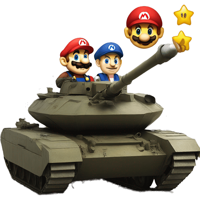 Mario on a tank with Macron  emoji