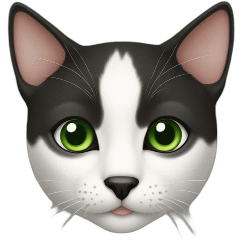 black nose hachiware cat green eyes emoji