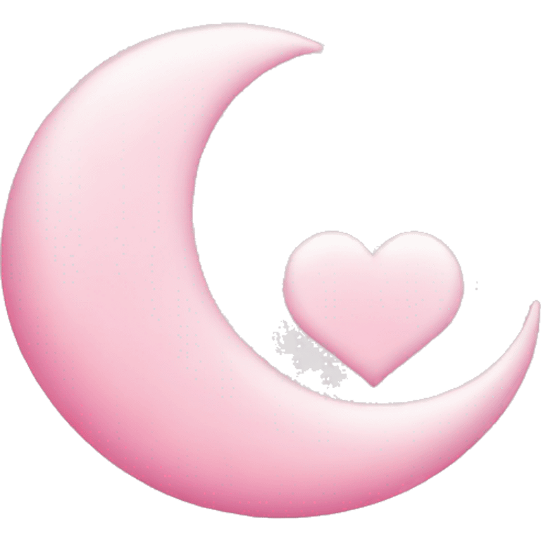 Baby Pink crescent moon and heart   emoji