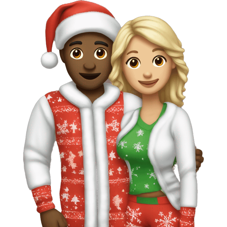 couple in match christmas pjs emoji