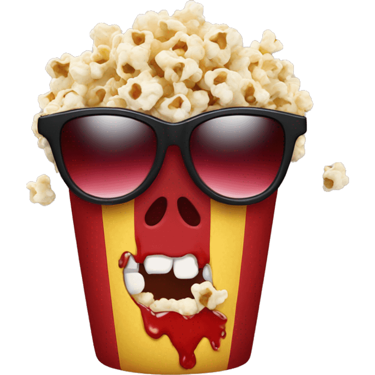 blood cry popcorn with sun glasses emoji