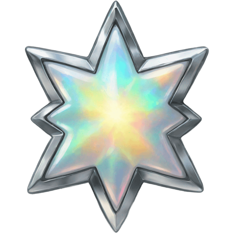 Silver chrome four-point star opal emoji