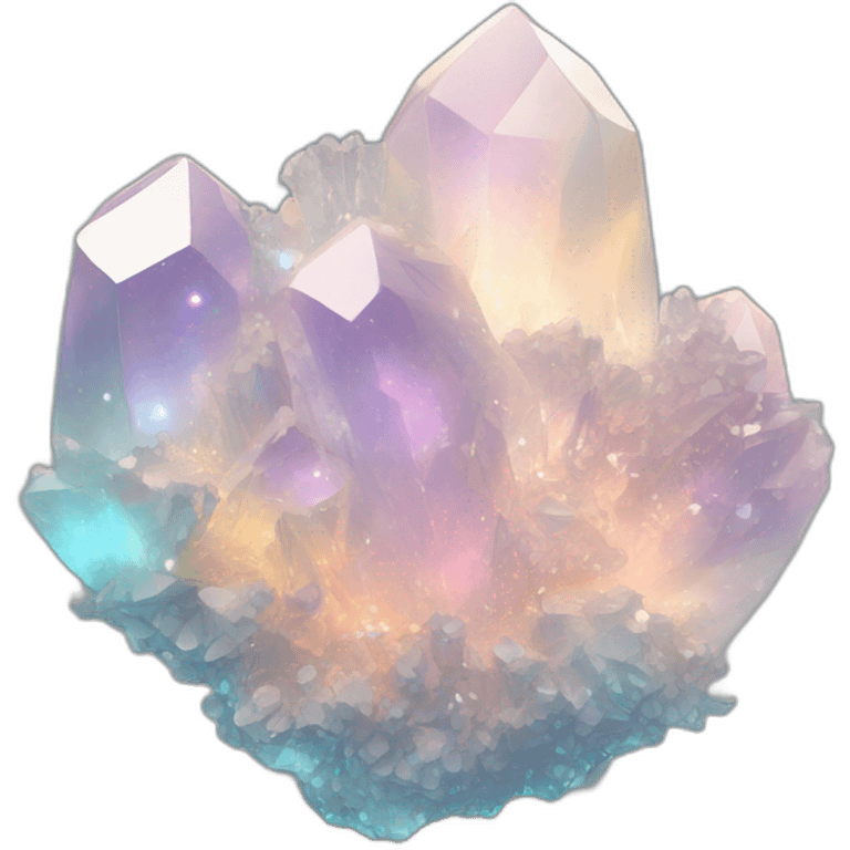 Sparkly glossy Pastel whitish iridescent glass nebula glass crystal cluster emoji