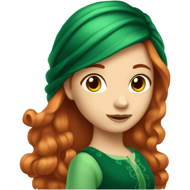 red head girl wearing a fancy green dress with long hair emoji