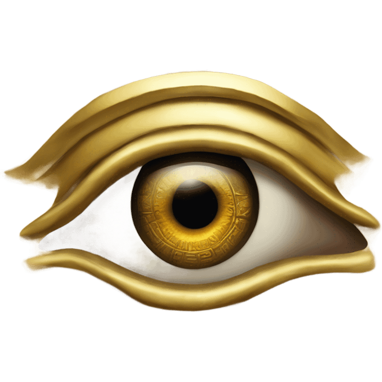 A detailed and intricately designed eye, often associated with ancient Egyptian culture. The eye is adorned with a gold-colored eye socket, surrounded by a darker band.  emoji