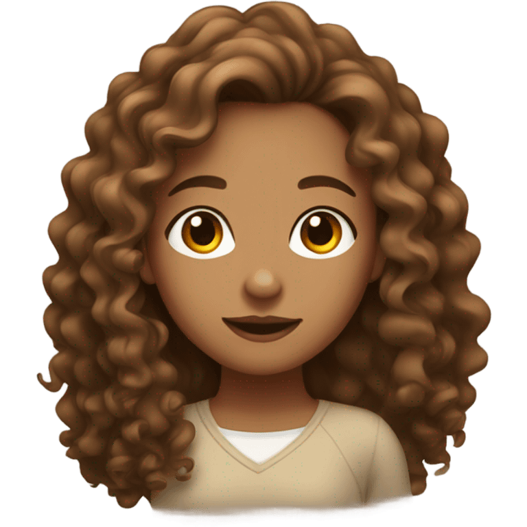 A tan girl, with long brown curly hair  emoji