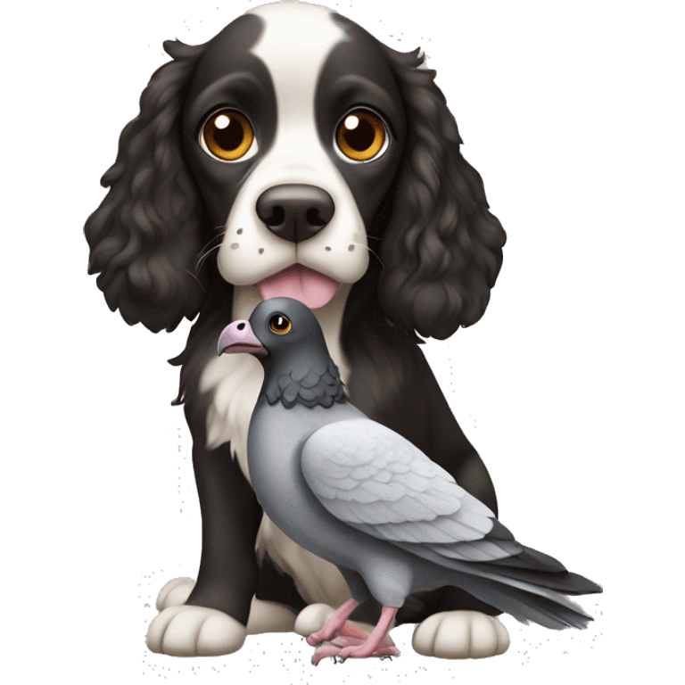 spaniel dog carrying a pigeon emoji