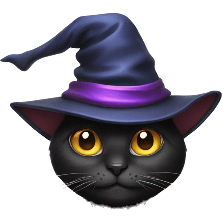 Black cat with a wizards hat emoji