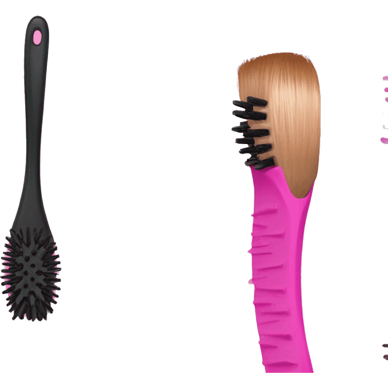 Pink hair brush emoji