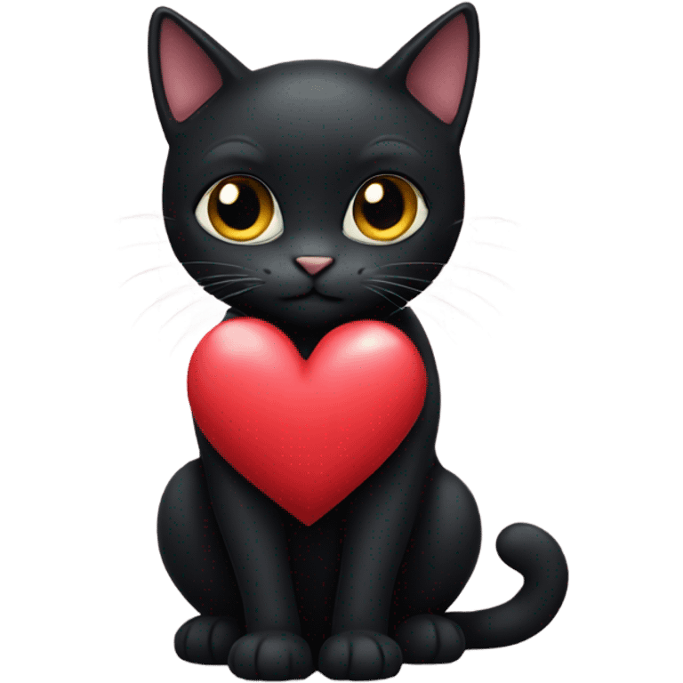 black cat with a heart in its paws emoji