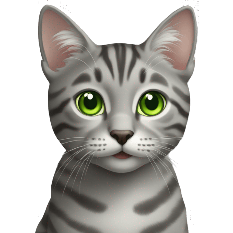 grey tabby cat green eyes emoji