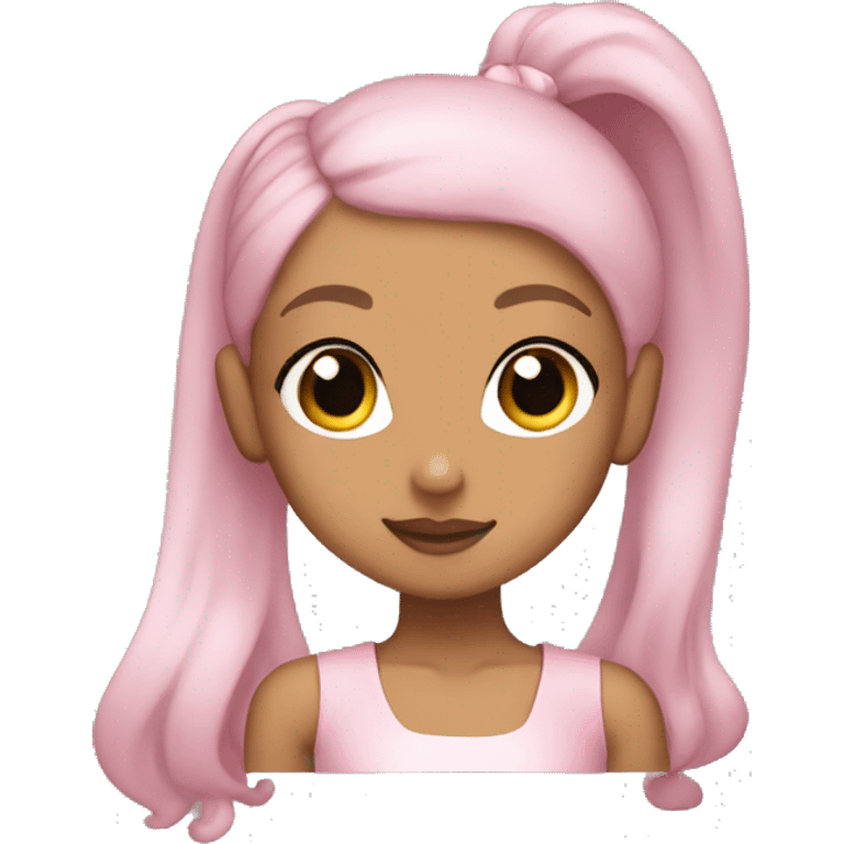 Ariana Grande with high ponytail in pink dress emoji