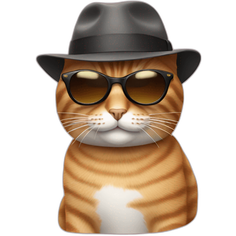 Cat with hat and sunglasses emoji