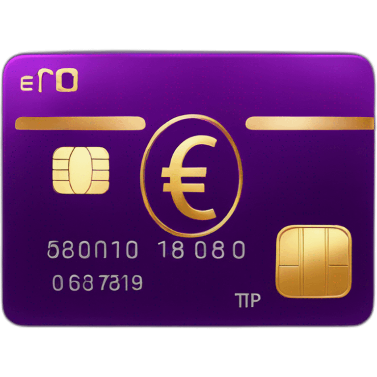 Dark Purple Credit card with huge golden euro sign emoji