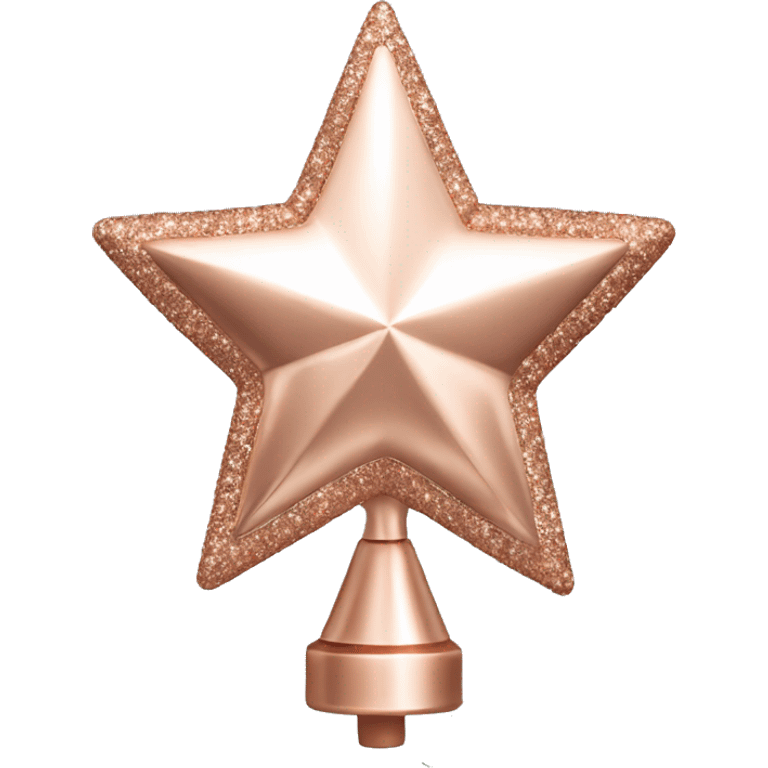 Realistic single isolated solid rose gold christmas tree topper. emoji