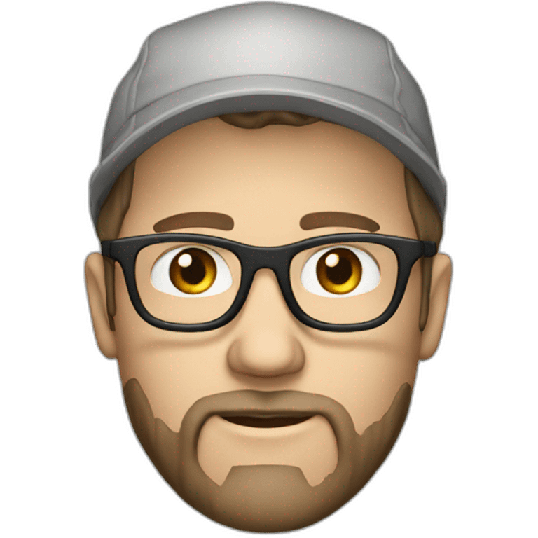 white man with short dark beard, cap and glasses emoji