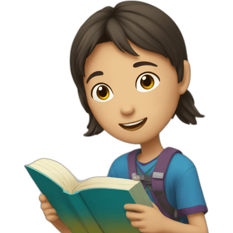 kazakh Boy read a book with takiya emoji